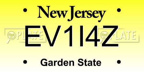 EV1I4Z New Jersey License Plate