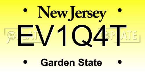 EV1Q4T New Jersey License Plate