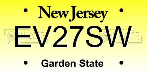 EV27SW New Jersey License Plate