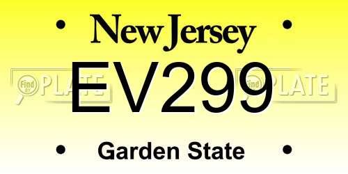 EV299 New Jersey License Plate
