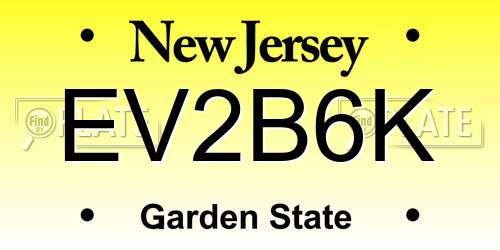 EV2B6K New Jersey License Plate