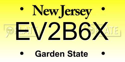 EV2B6X New Jersey License Plate