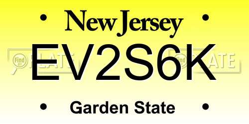 EV2S6K New Jersey License Plate