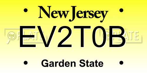 EV2T0B New Jersey License Plate