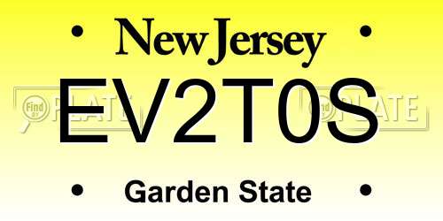 EV2T0S New Jersey License Plate