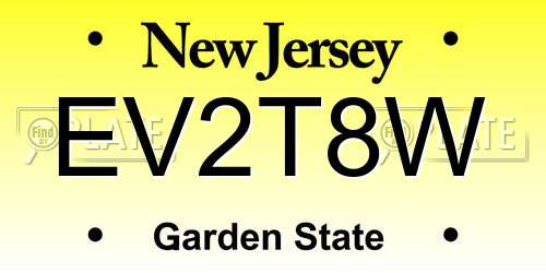 EV2T8W New Jersey License Plate