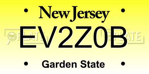 EV2Z0B New Jersey License Plate