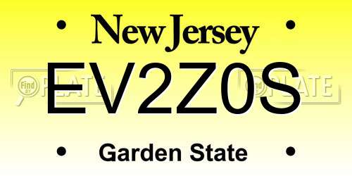 EV2Z0S New Jersey License Plate