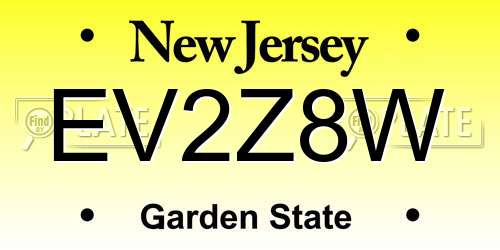 EV2Z8W New Jersey License Plate