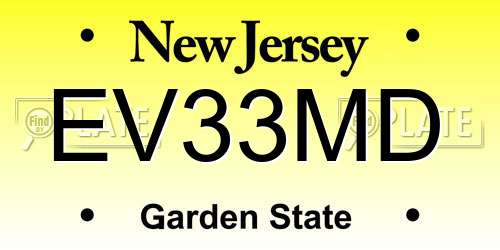 EV33MD New Jersey License Plate
