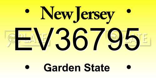 EV36795 New Jersey License Plate