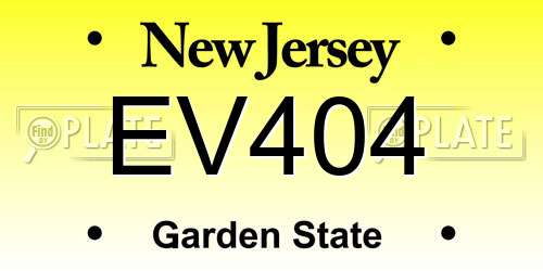 EV404 New Jersey License Plate