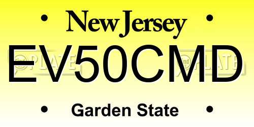 EV50CMD New Jersey License Plate