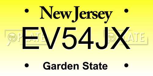 EV54JX New Jersey License Plate