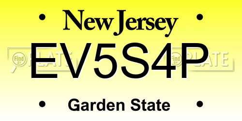 EV5S4P New Jersey License Plate