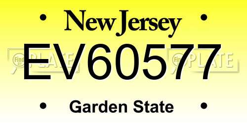 EV60577 New Jersey License Plate