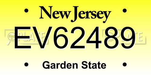 EV62489 New Jersey License Plate