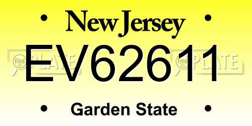 EV62611 New Jersey License Plate
