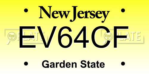 EV64CF New Jersey License Plate