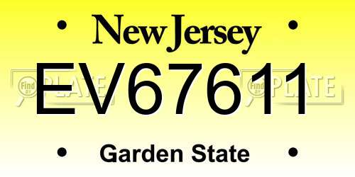 EV67611 New Jersey License Plate