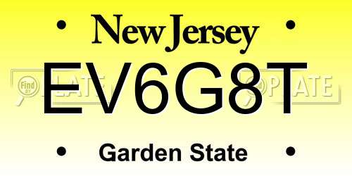 EV6G8T New Jersey License Plate