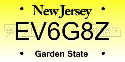 EV6G8Z New Jersey License Plate