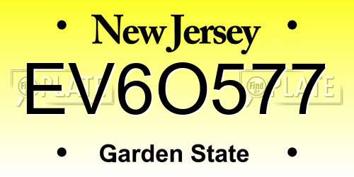 EV6O577 New Jersey License Plate