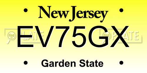 EV75GX New Jersey License Plate