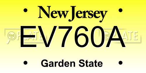 EV760A New Jersey License Plate