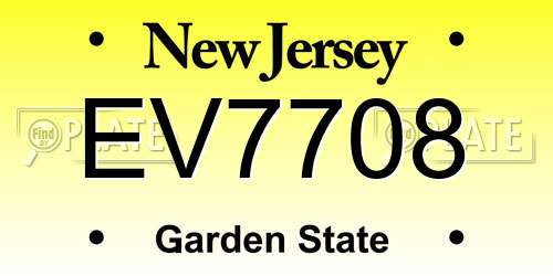 EV7708 New Jersey License Plate