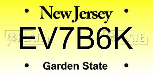 EV7B6K New Jersey License Plate
