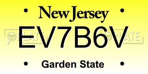 EV7B6V New Jersey License Plate