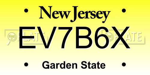 EV7B6X New Jersey License Plate