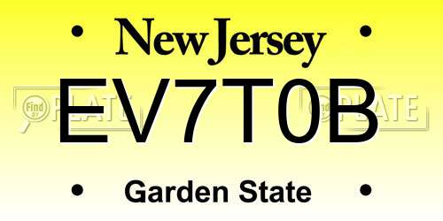 EV7T0B New Jersey License Plate