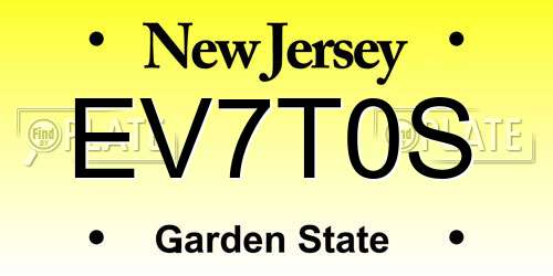 EV7T0S New Jersey License Plate