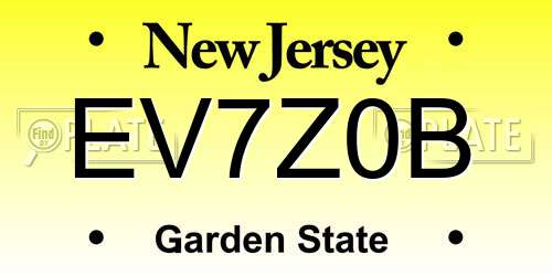 EV7Z0B New Jersey License Plate
