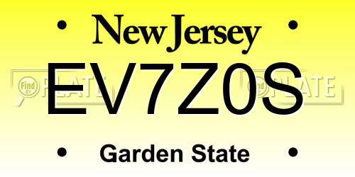 EV7Z0S New Jersey License Plate