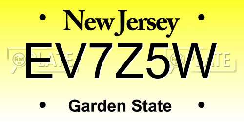 EV7Z5W New Jersey License Plate