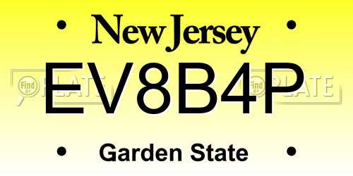 EV8B4P New Jersey License Plate