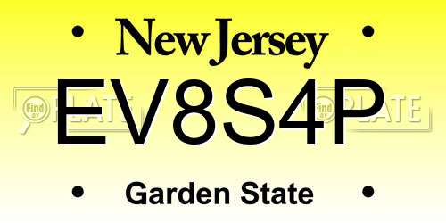 EV8S4P New Jersey License Plate