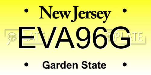 EVA96G New Jersey License Plate