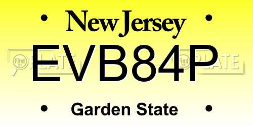 EVB84P New Jersey License Plate