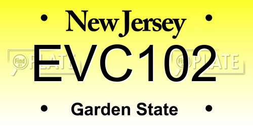 EVC102 New Jersey License Plate