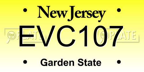 EVC107 New Jersey License Plate