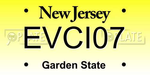EVCI07 New Jersey License Plate