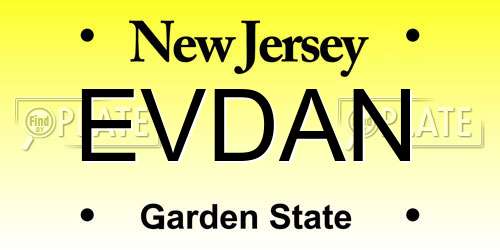 EVDAN New Jersey License Plate