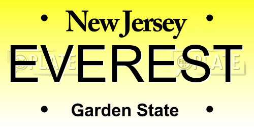 EVEREST New Jersey License Plate