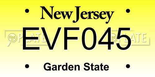 EVF045 New Jersey License Plate