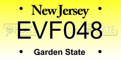 EVF048 New Jersey License Plate