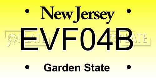 EVF04B New Jersey License Plate